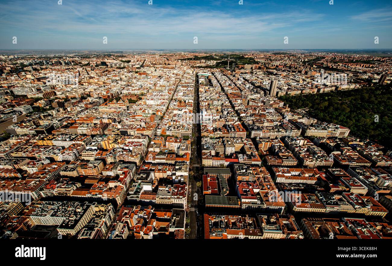 n: Vista aerea panoramica dello skyline di Madrid, Spagna Foto Stock