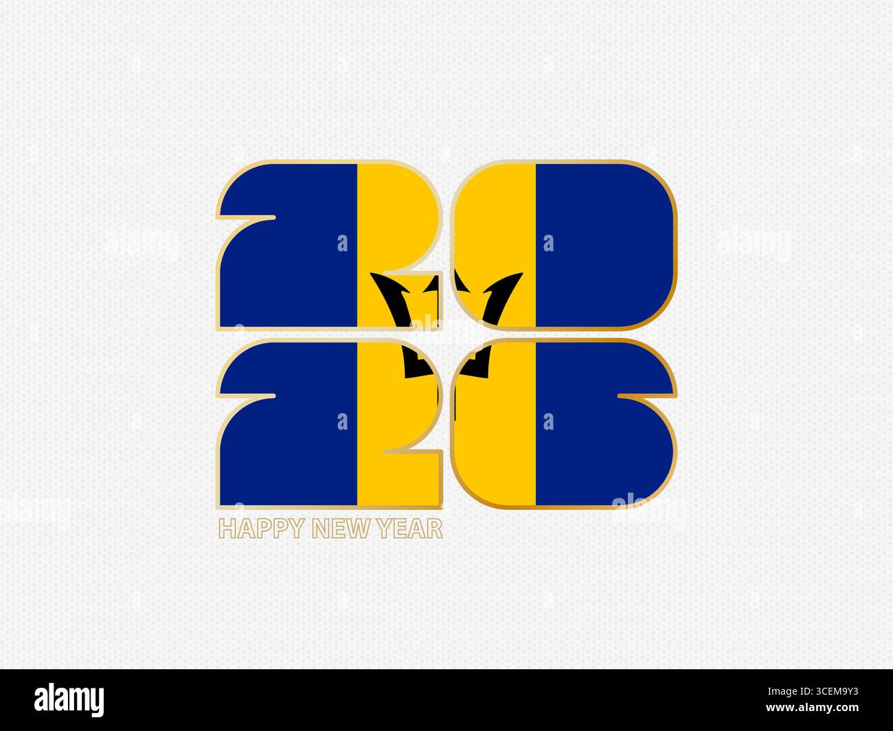 Numeri astratti 2026 con bandiera delle Barbados. Illustrazione vettoriale. Illustrazione Vettoriale