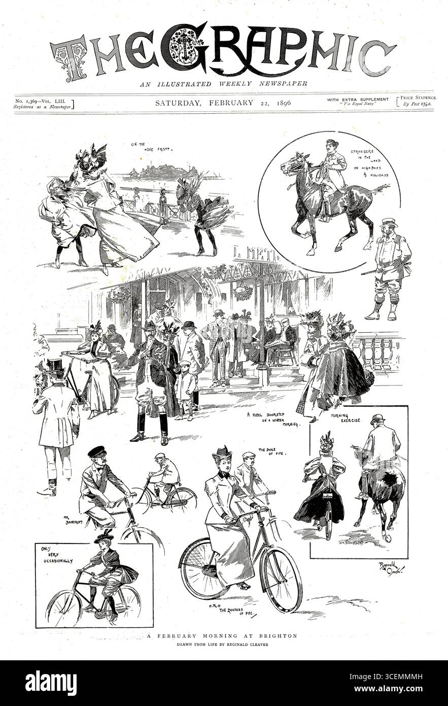 Incisione di A February Morning at Brighton, pubblicata nel 1896 sulla copertina di Graphic Magazine Foto Stock