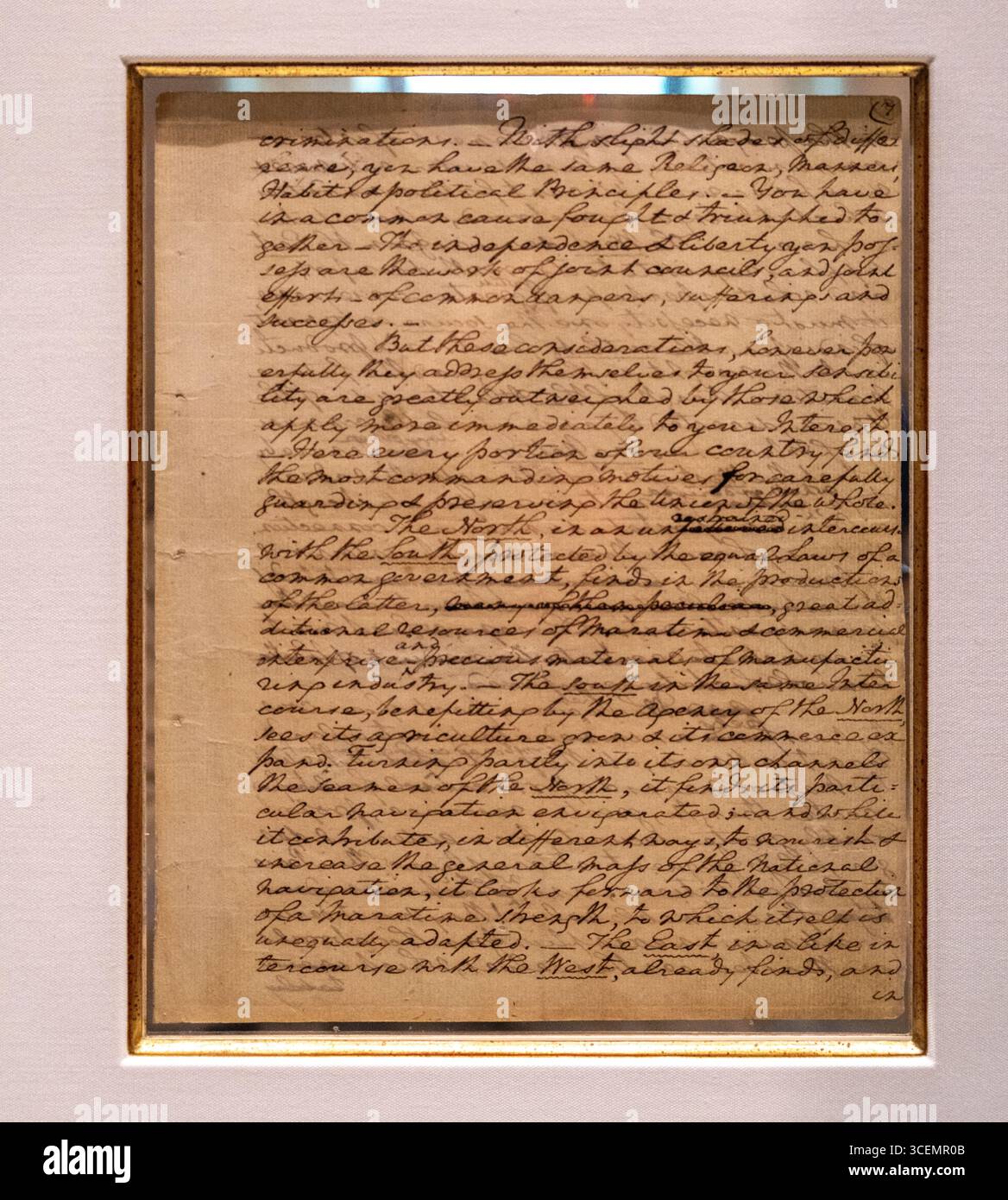George Washington's Handwritten Farewell Address, NY Public Library Archives Foto Stock