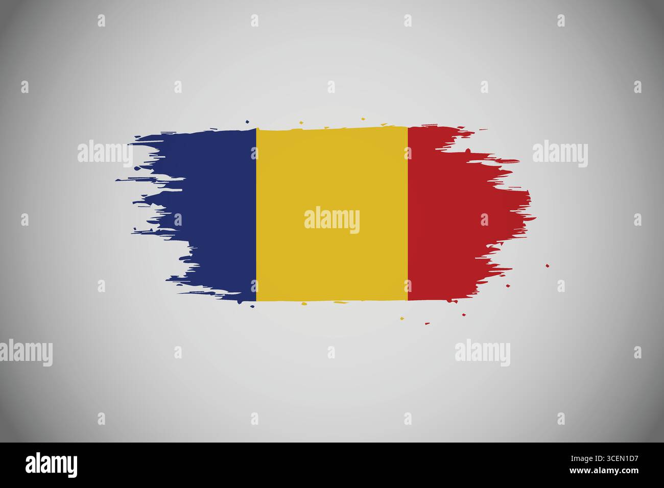 Bandiera della Romania con effetto pennello artistico. Illustrazione Vettoriale