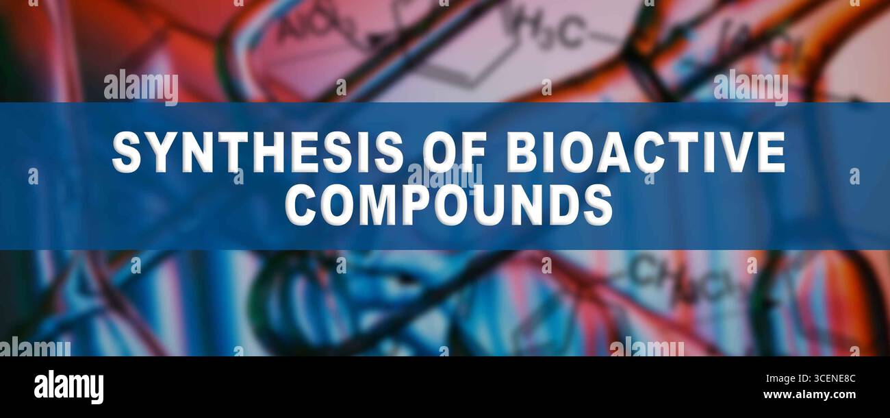 Sintesi di composti bioattivi che creano molecole con potenziale terapeutico per i prodotti farmaceutici, l'agricoltura o la ricerca biologica. Foto Stock