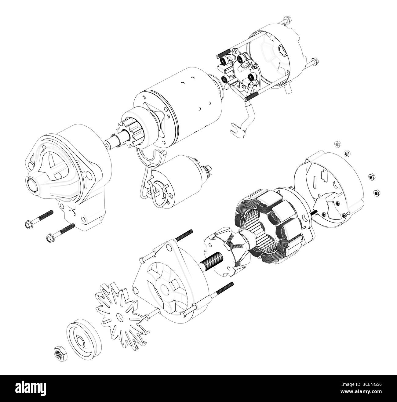 Il motorino di avviamento per autoveicoli Foto Stock