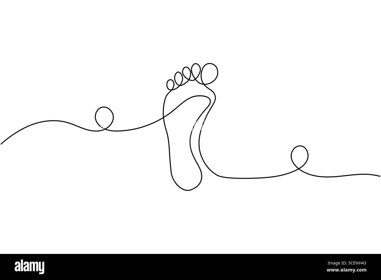 Disegno a linea singola di un piede umano con curve astratte Illustrazione Vettoriale
