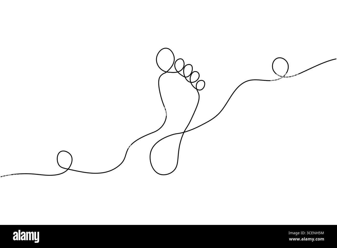 Un'arte a linea singola di un piede umano con un percorso tortuoso Illustrazione Vettoriale