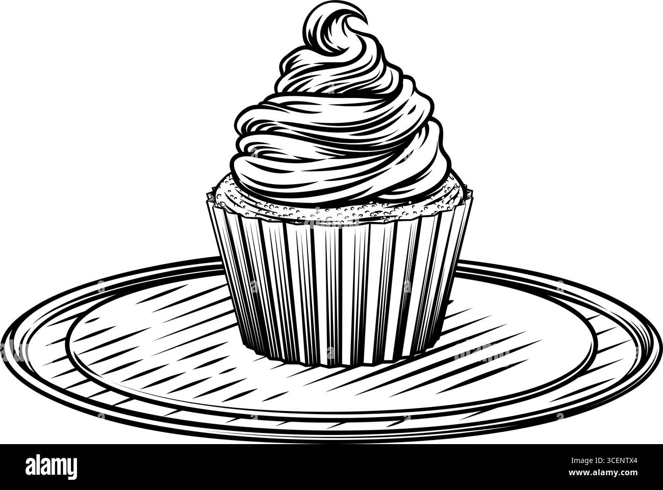 Illustrazione vintage della torta con glassatura in legno Illustrazione Vettoriale
