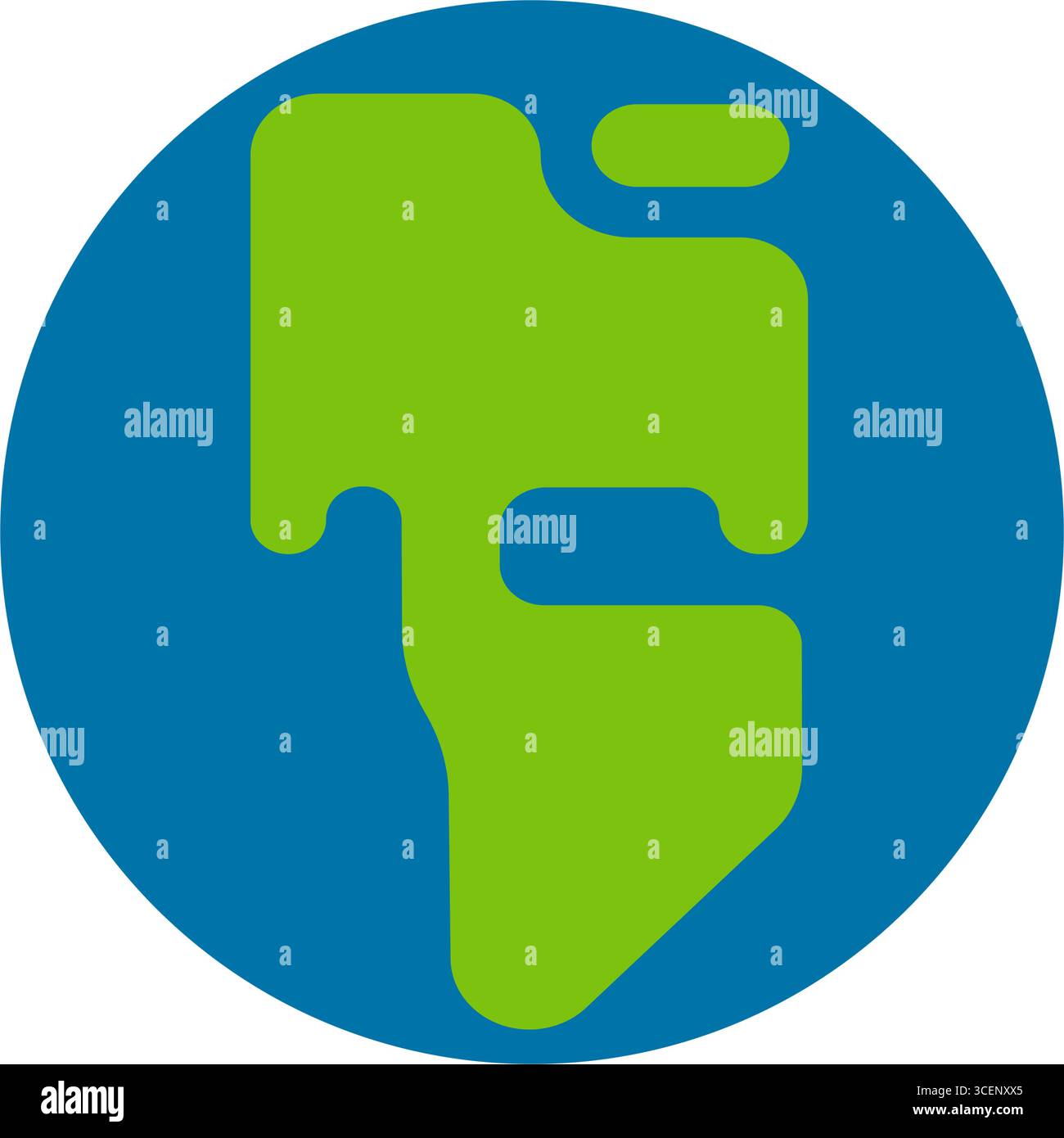 Illustrazione dell'icona vettoriale World (America Centered) Illustrazione Vettoriale