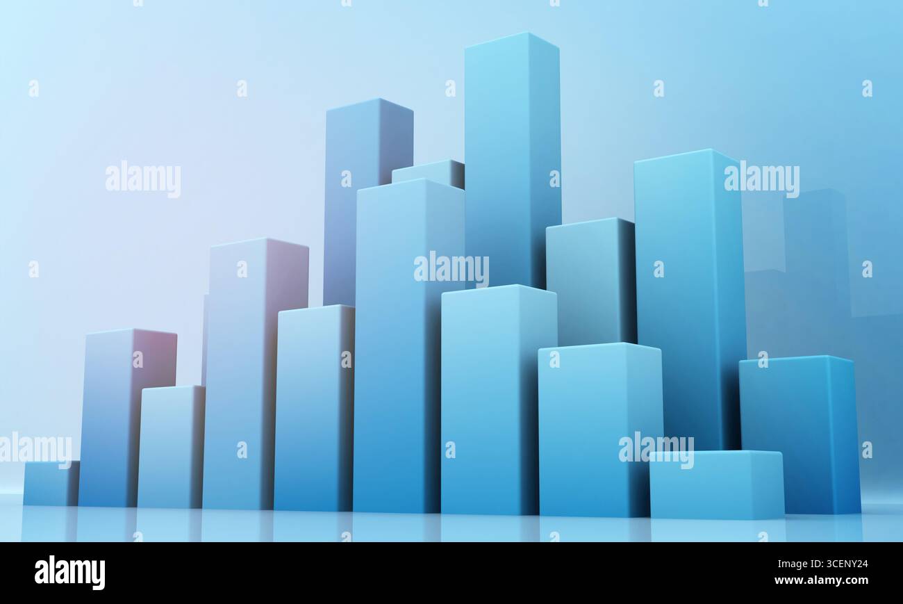 Grafici aziendali e report finanziari. illustrazione 3d. Foto Stock