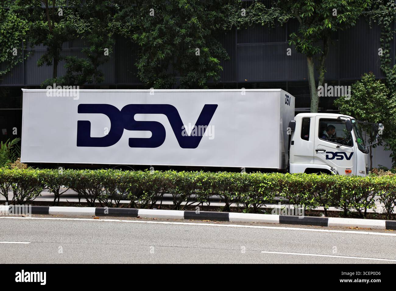 SINGAPORE, SINGAPORE - 11 MARZO 2024: Azienda di trasporti e logistica DSV Truck nella città di Singapore. Foto Stock