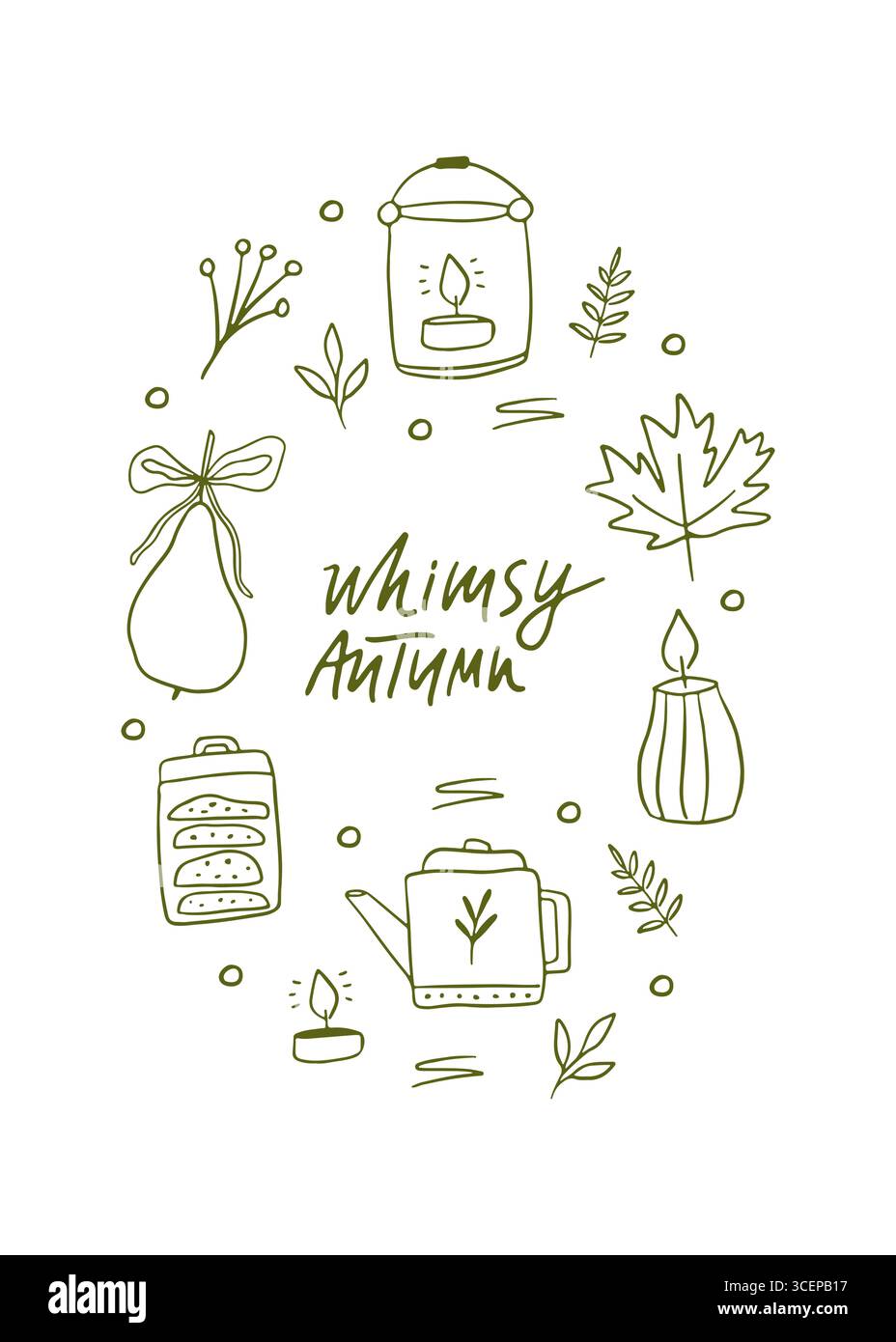 Un'accogliente illustrazione autunnale disegnata a mano Illustrazione Vettoriale