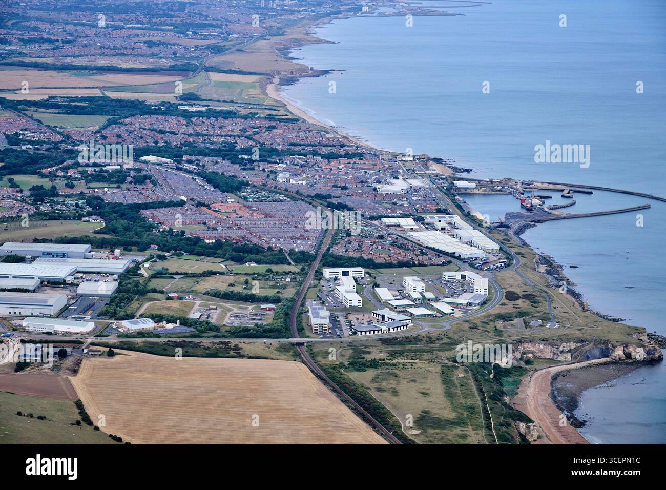 La città costiera di Seaham, a sud di Sunderland, Inghilterra nord-orientale, Regno Unito Foto Stock