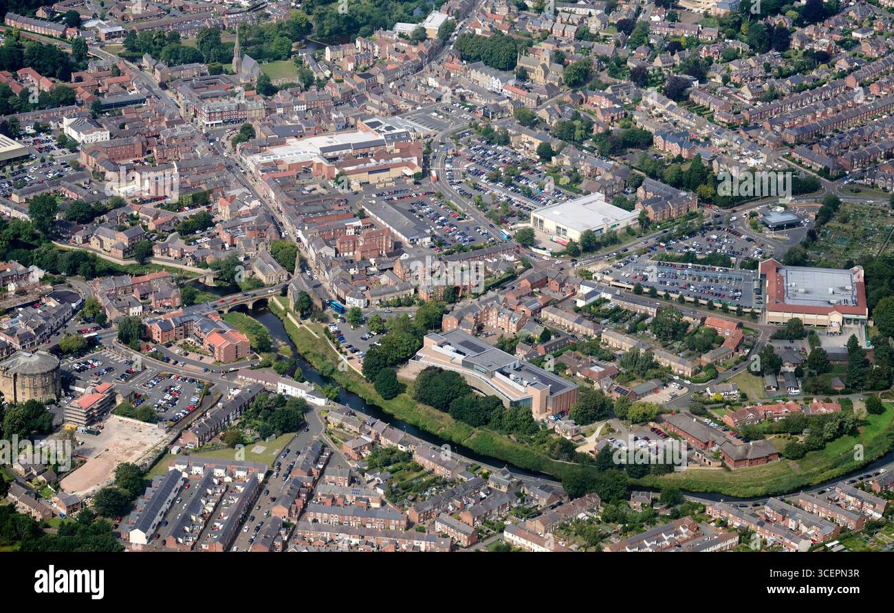 Un drone di Morpeth, Northumberland, Inghilterra nord-orientale, Regno Unito Foto Stock