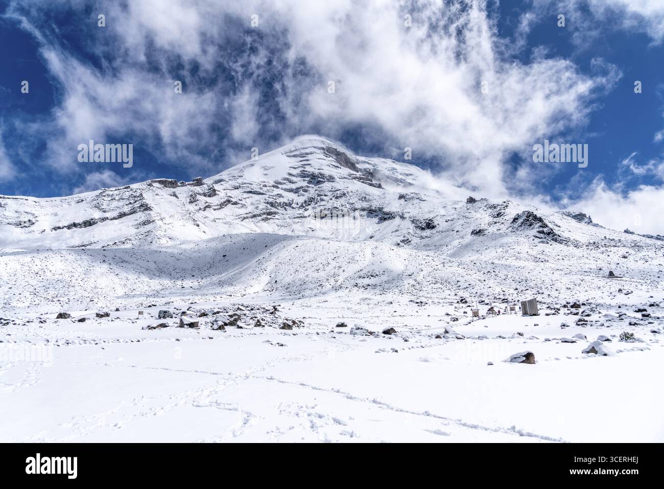 Vulcano Chimborazo, innevato, cantone di Riobamba, provincia di Chimborazo, Ecuador Foto Stock