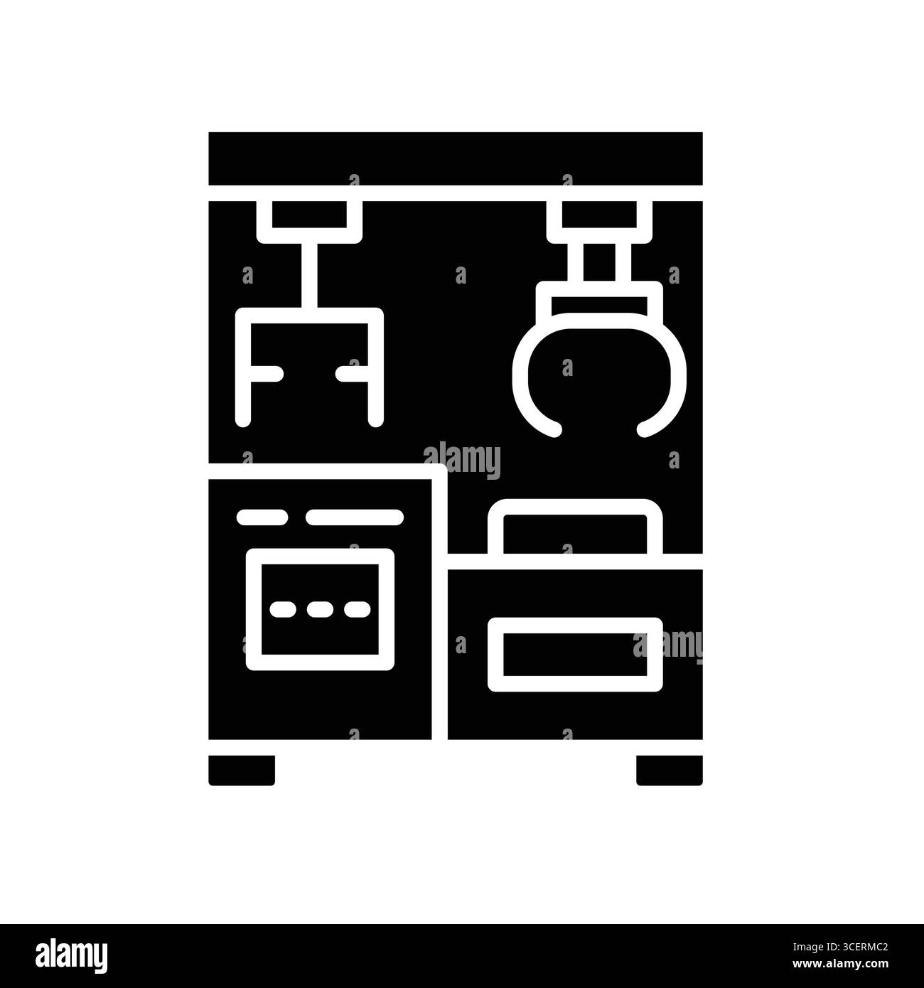 Cucina dal design moderno con piano cottura elegante e ripostiglio organizzato. Questa immagine rappresenta gli elettrodomestici contemporanei volti a migliorare la c Illustrazione Vettoriale