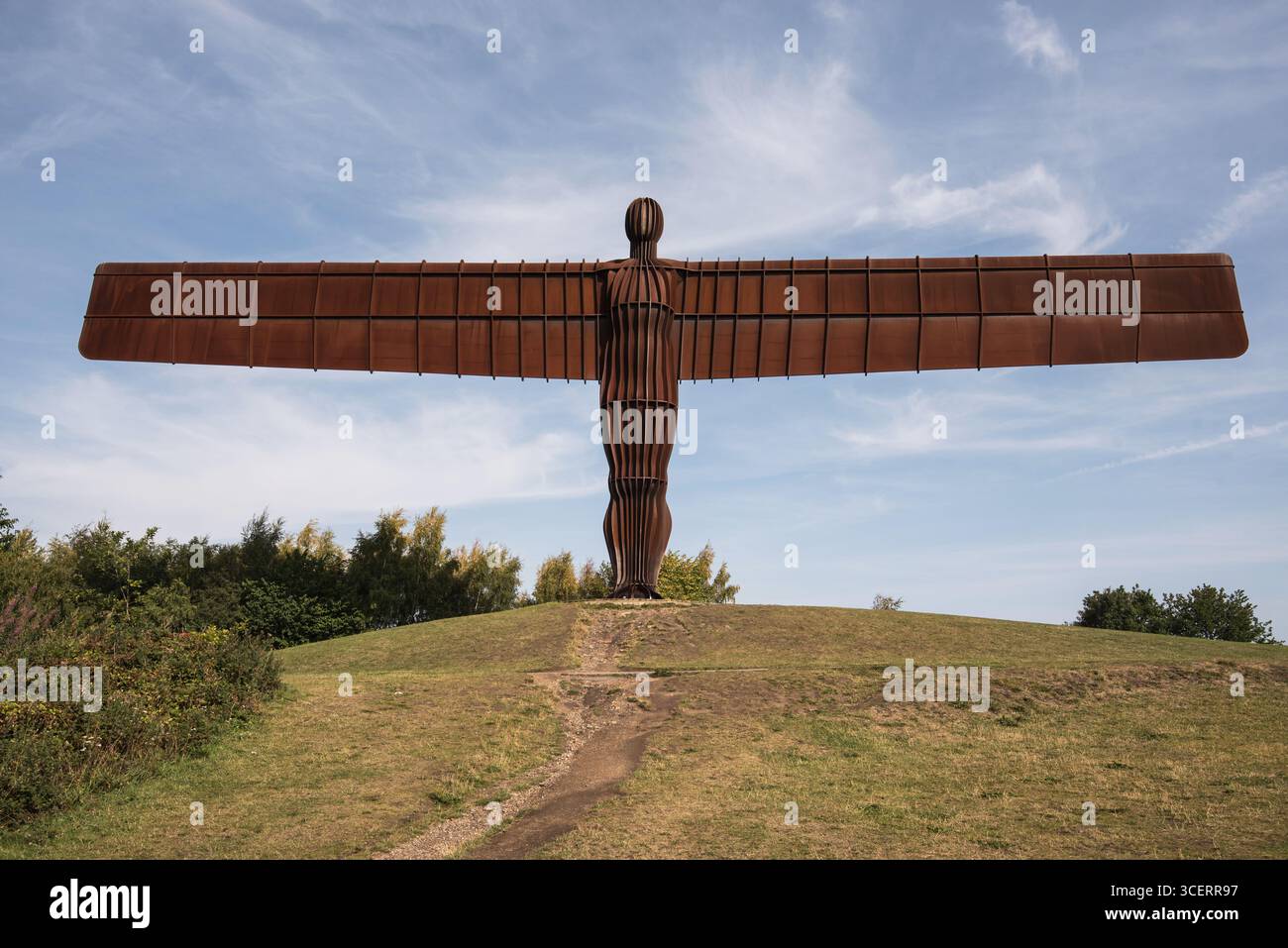 The Angel of the North, una scultura contemporanea situata a Gateshead, Tyne e Wear UK realizzata in materiale di acciaio resistente agli agenti atmosferici. Foto Stock