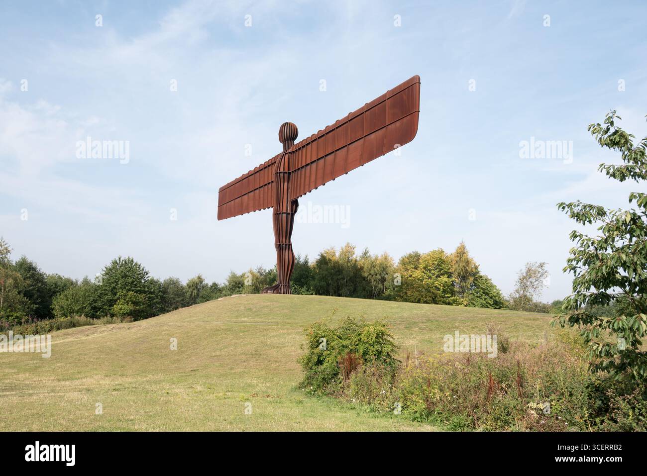 L'angelo del Nord scultura contemporanea di Anthony Gormley in un colore ossidato di ruggine....acciaio resistente agli agenti atmosferici. Foto Stock