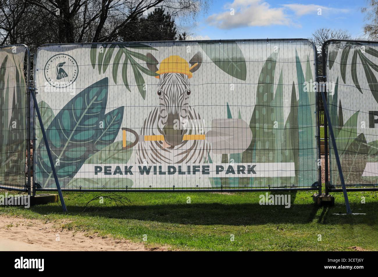 Un cartello per il Peak Wildlife Park, Leek, Staffordshire, Inghilterra, Regno Unito Foto Stock
