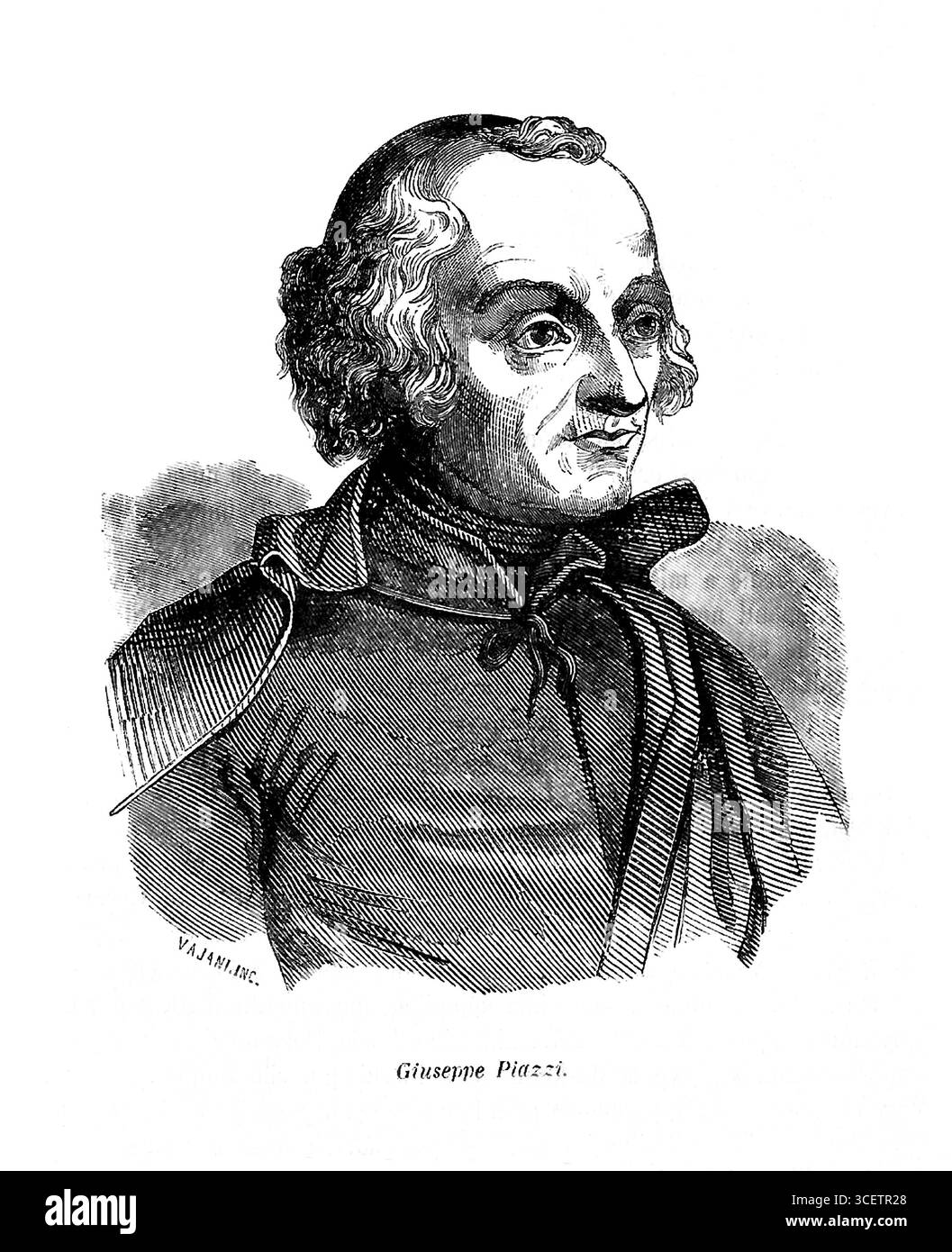 1820 c, ITALIA : il celebre sacerdote e astronomo italiano GIUSEPPE PIAZZI ( 1746 - 1826 ). Scoperta di Cerere ( Cerere , il pianeta nano ) nel 1801 . Ritratto inciso da VAJANI nel 1859. - SCIENZA - ritratto - prete - sacerdote - scienziato - SCIENZA - SCIENZA - SCIENZIATO- STORIA - foto storiche - ASTRONOMIA - ASTRONOMIA - ASTRONOMO - ASTRONOMO - illustrazione - illustrazione - incisione - RELIGIONE CATTOLICA - RELIGIONE CATTOLICA - prete - sacerdote -- ARCHIVIO GBB Foto Stock