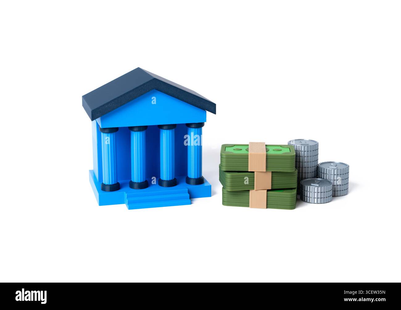 Banca e denaro. Servizi finanziari. Prestiti e depositi. Stabilità istituzionale. Gestione del denaro. Foto Stock