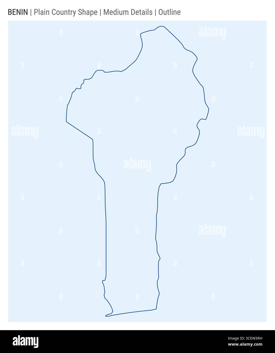 Mappa del paese della pianura del Benin. Dettagli medi. Stile contorno. Forma del Benin. Illustrazione vettoriale. Illustrazione Vettoriale