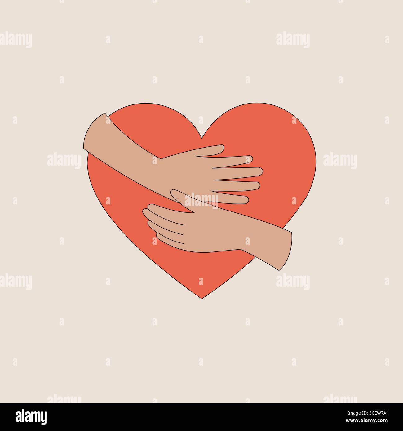"Illustrazione del cuore abbracciante" Illustrazione Vettoriale