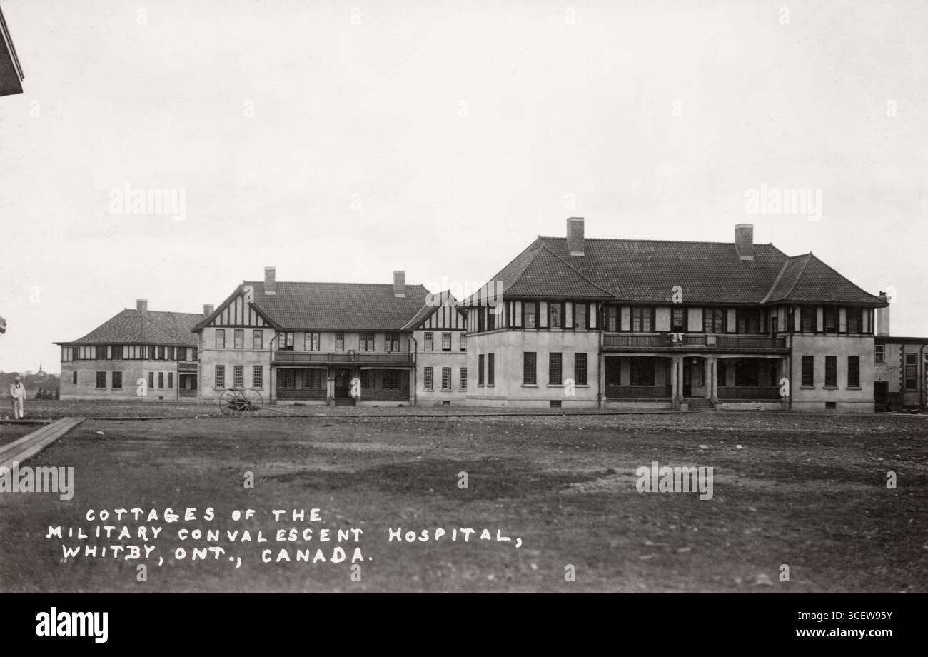Whitby Ontario Canada, Cottages dell'ospedale militare convalescente, foto dell'era della prima Guerra Mondiale. fotografo non identificato Foto Stock