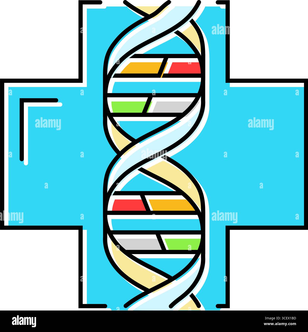 illustrazione vettoriale dell'icona a colori della medicina genetica Illustrazione Vettoriale