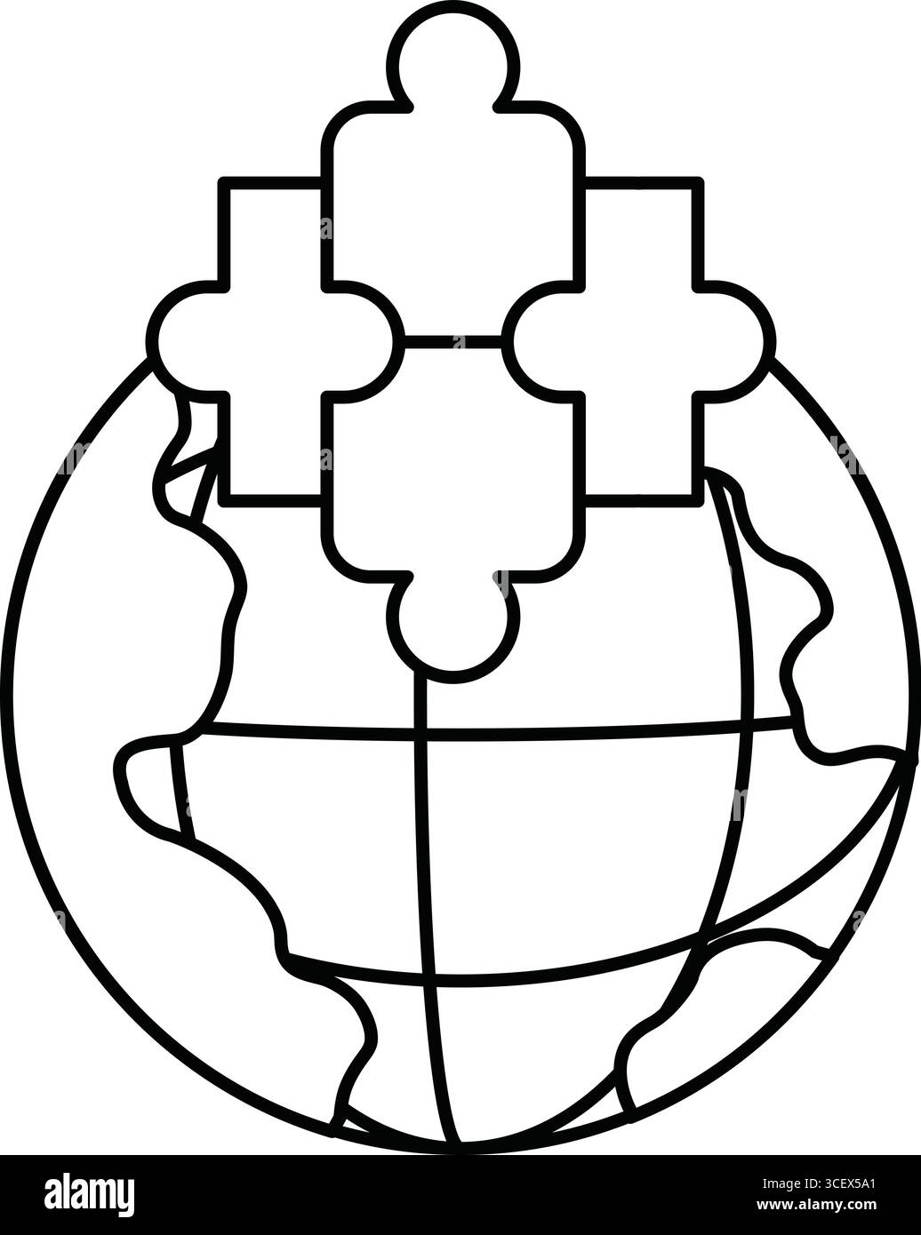 Un pezzo del puzzle viene mostrato con un globo sullo sfondo. Il pezzo del puzzle è un simbolo di unità e il globo rappresenta il mondo. Il concetto di venire a. Illustrazione Vettoriale Un pezzo del puzzle viene mostrato con un globo sullo sfondo. Il pezzo del puzzle è un simbolo di unità e il globo rappresenta il mondo. Il concetto di venire a. Illustrazione Vettoriale