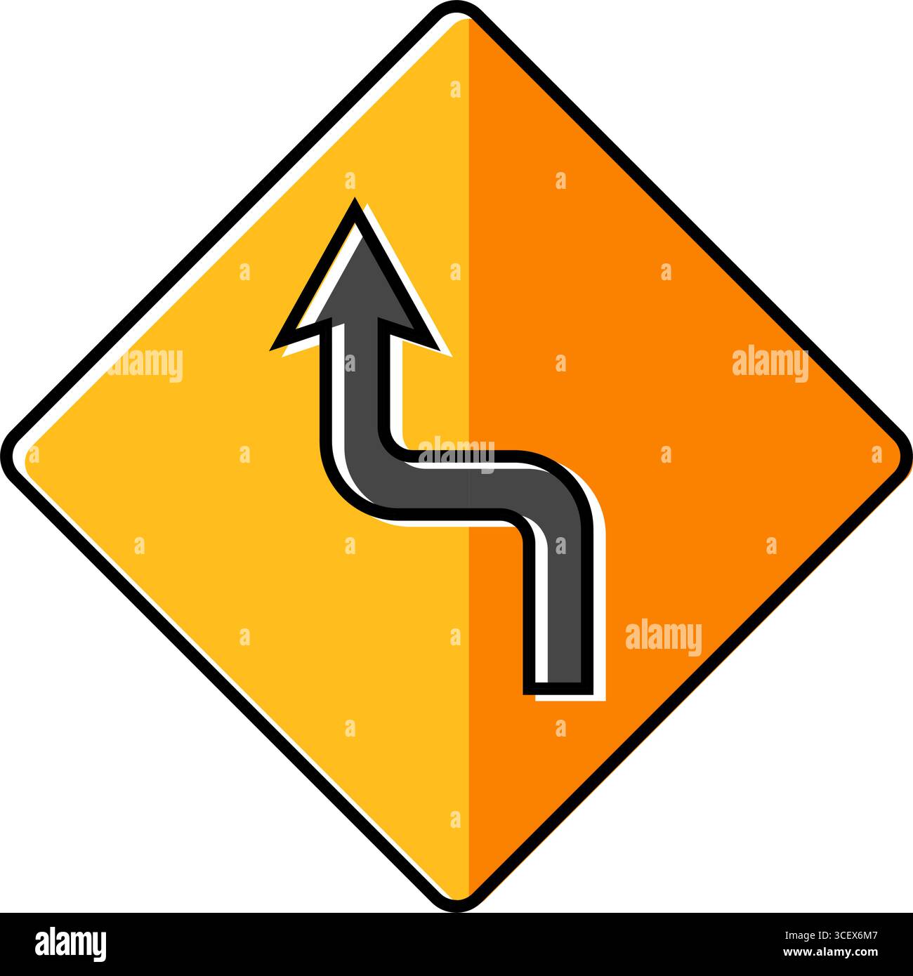 curve strette durante la guida di un veicolo ostacoli illustrazione vettoriale dell'icona a colori Illustrazione Vettoriale