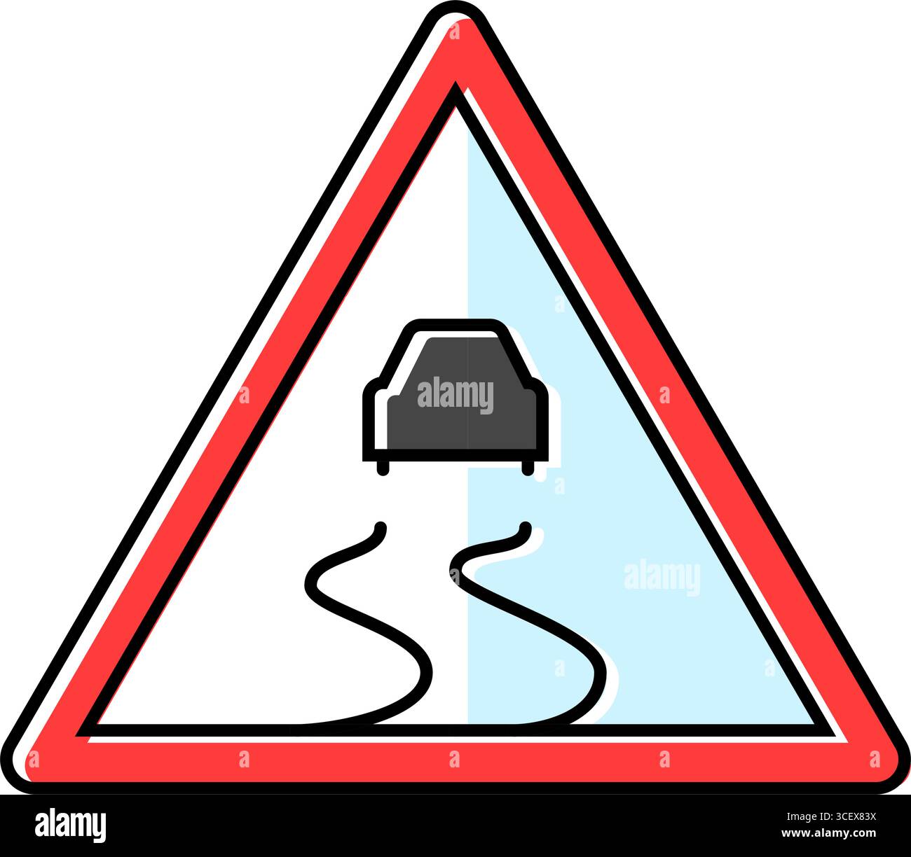 illustrazione vettoriale dell'icona a colori degli ostacoli su strade ghiacciate Illustrazione Vettoriale