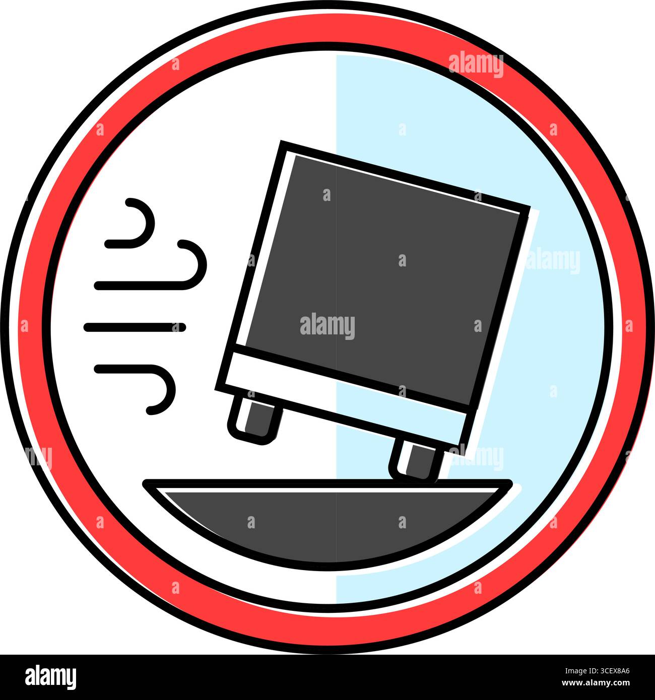 illustrazione vettoriale dell'icona a colori degli ostacoli durante la guida di un veicolo con forti venti Illustrazione Vettoriale