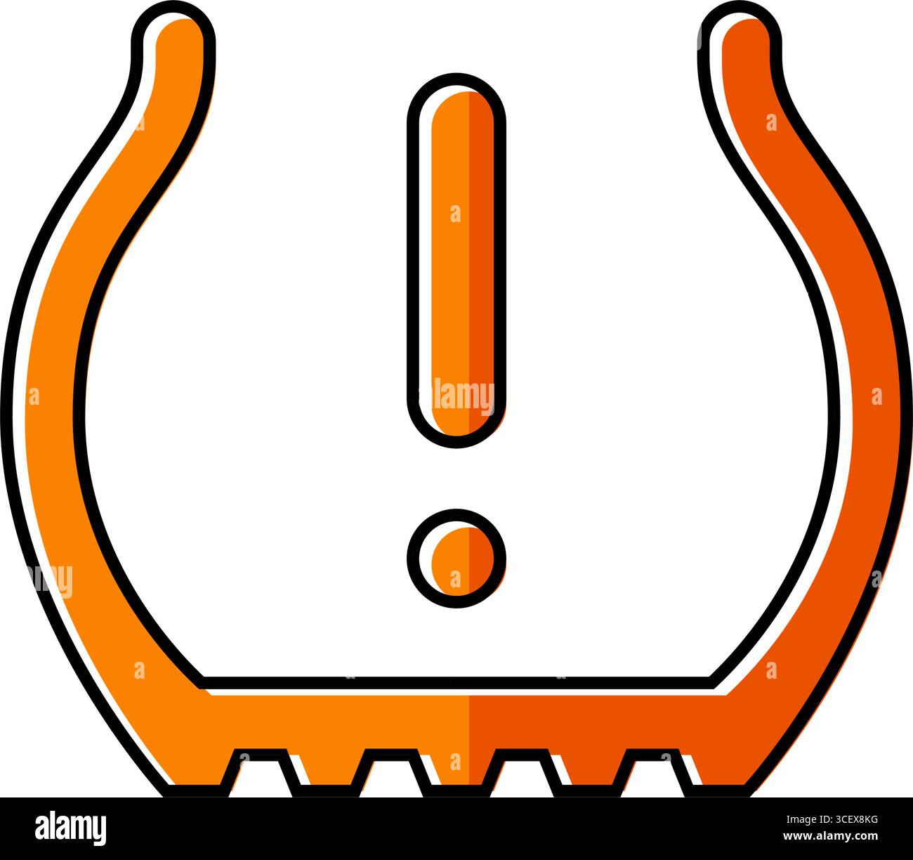 illustrazione vettoriale dell'icona del colore degli ostacoli della vettura con pneumatici sgonfi Illustrazione Vettoriale