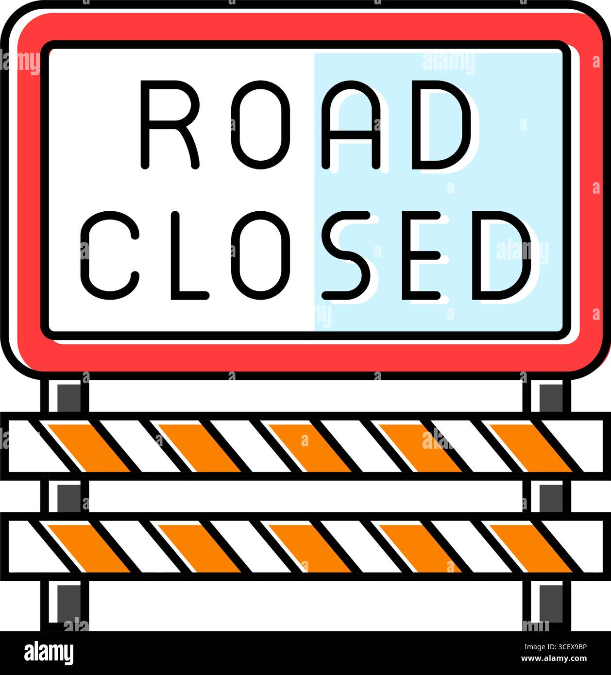 devia le chiusure delle strade degli ostacoli alla guida dell'auto illustrazione vettoriale dell'icona del colore Illustrazione Vettoriale