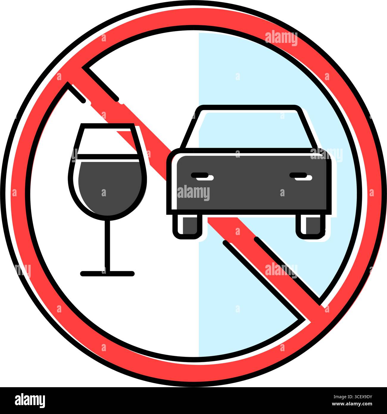 illustrazione vettoriale dell'icona del colore degli ostacoli durante la guida in stato di ebbrezza Illustrazione Vettoriale