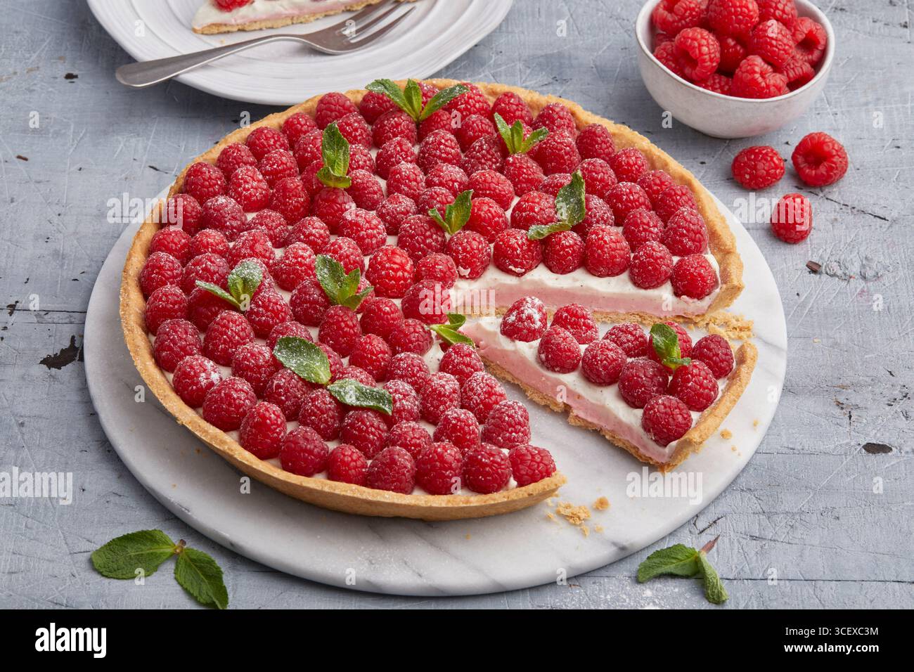 Crostata di lamponi Foto Stock