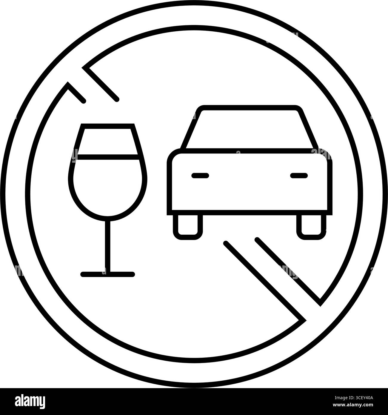 illustrazione vettoriale dell'icona della linea degli ostacoli durante la guida in stato di ebbrezza Illustrazione Vettoriale