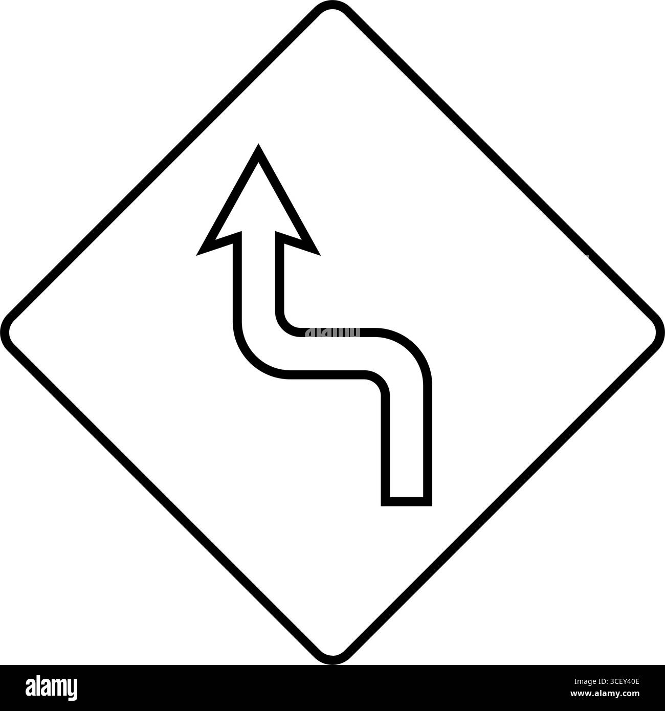 curve strette, illustrazione vettoriale dell'icona della linea degli ostacoli di guida della vettura Illustrazione Vettoriale