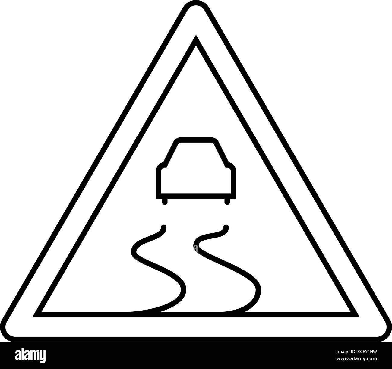 illustrazione vettoriale dell'icona della linea degli ostacoli di guida su strade ghiacciate Illustrazione Vettoriale