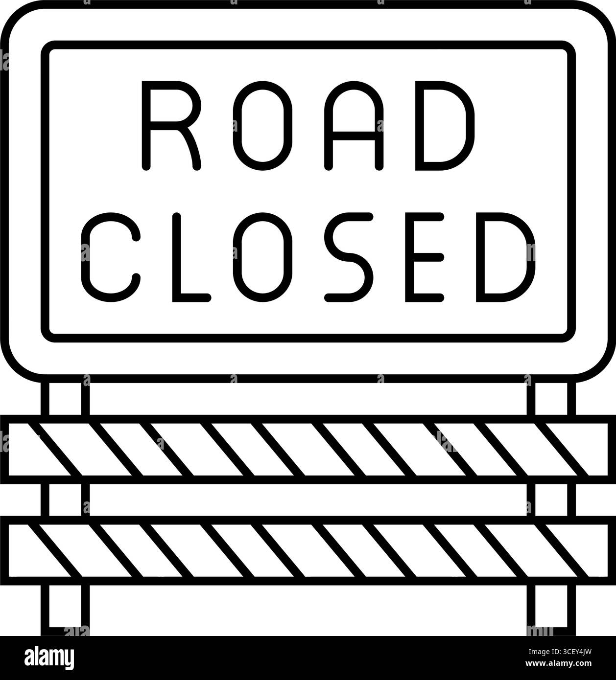 devia le chiusure delle strade degli ostacoli alla guida dell'auto illustrazione vettoriale dell'icona della linea Illustrazione Vettoriale