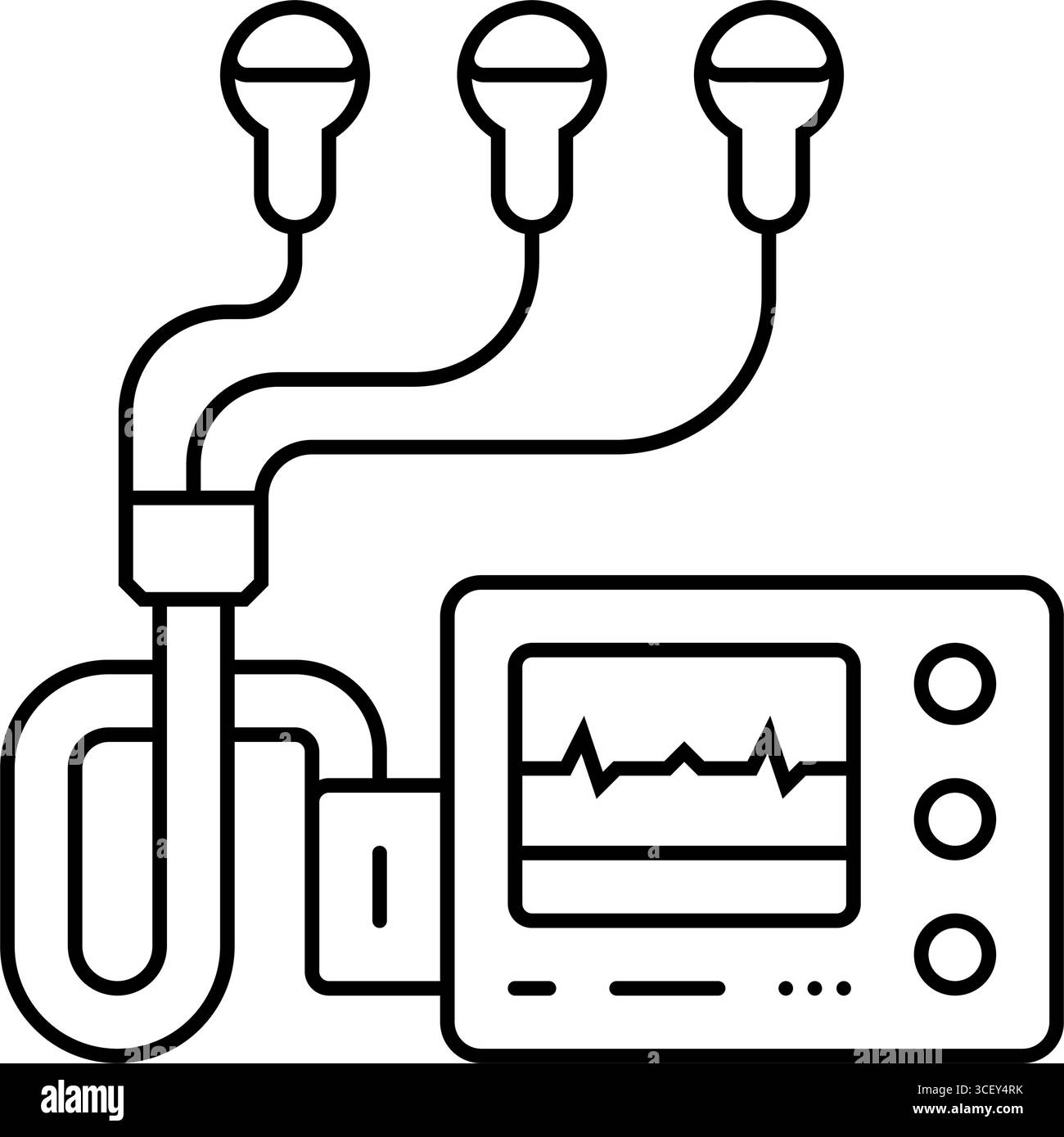 illustrazione vettoriale dell'icona della linea degli accessori per cardiologia del monitor holter Illustrazione Vettoriale