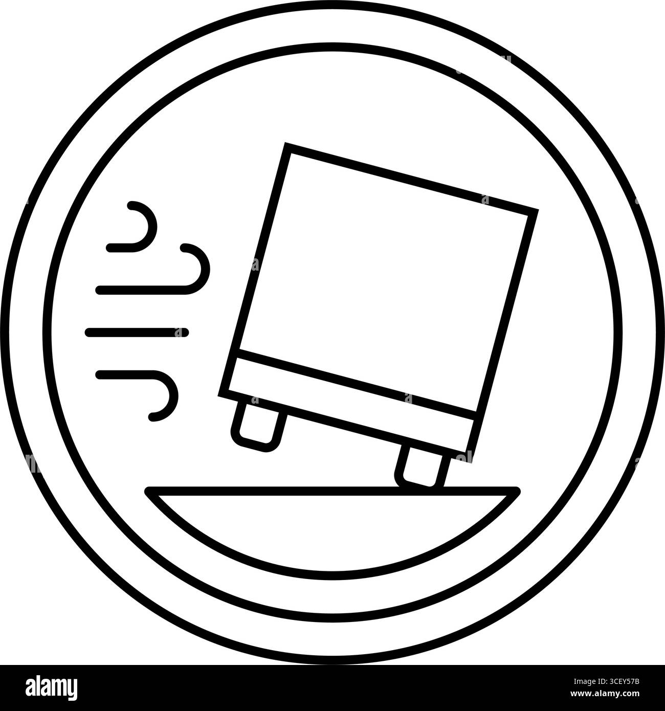 illustrazione vettoriale dell'icona della linea degli ostacoli di guida con vento forte Illustrazione Vettoriale