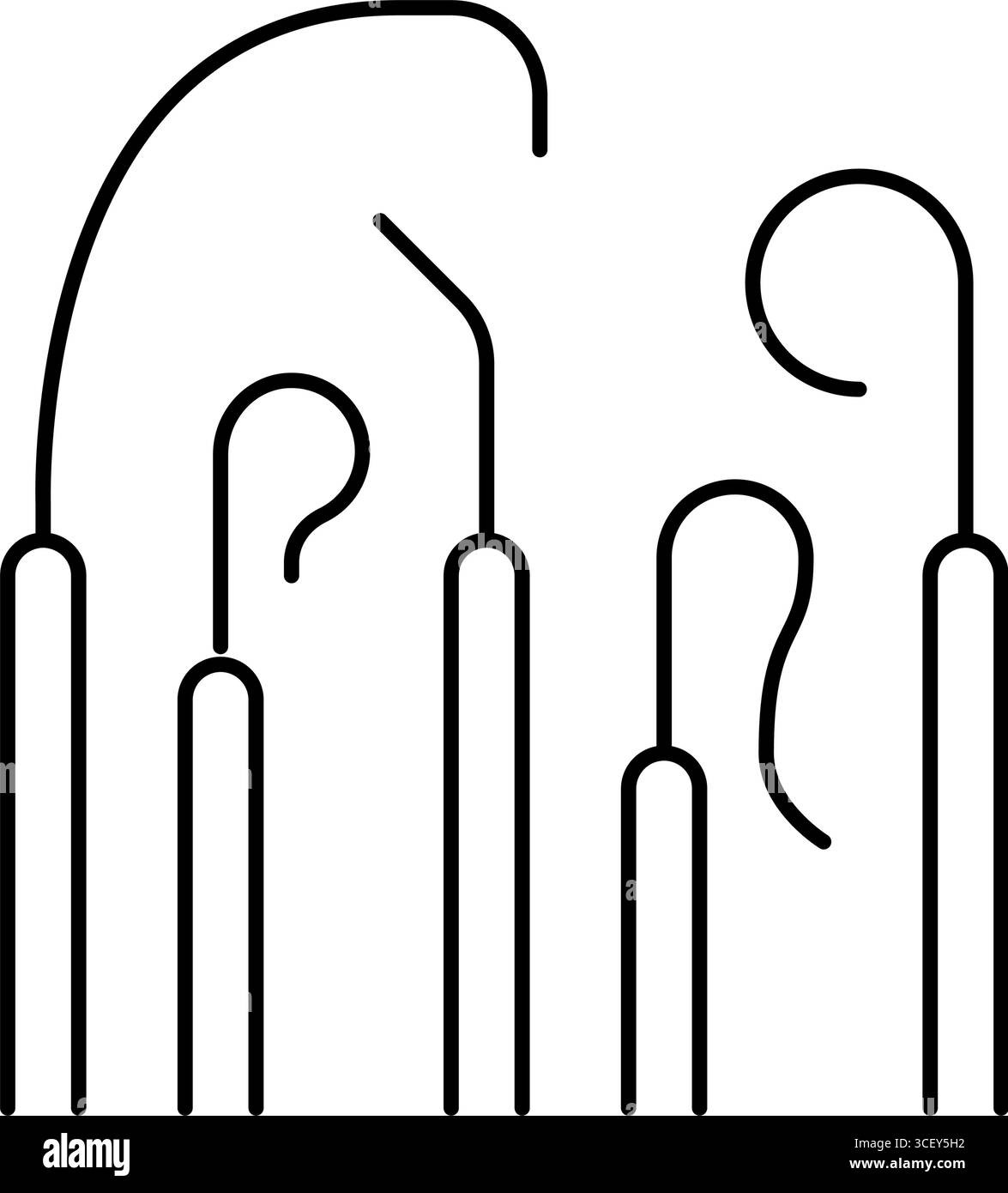 illustrazione vettoriale dell'icona della linea cardiologica del catetere angiografico Illustrazione Vettoriale