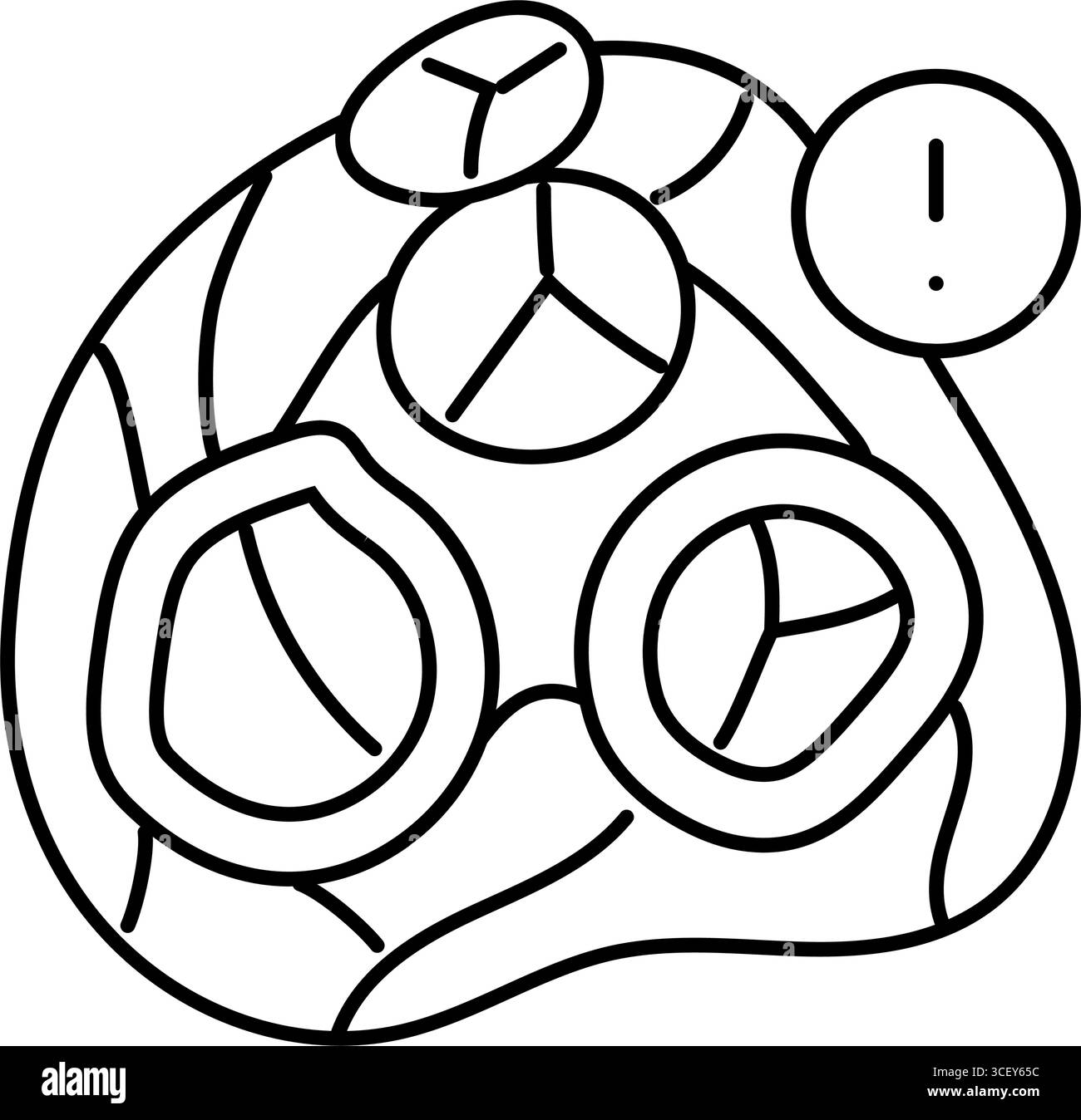 illustrazione vettoriale dell'icona della linea della malattia cardiologica della valvola cardiaca Illustrazione Vettoriale