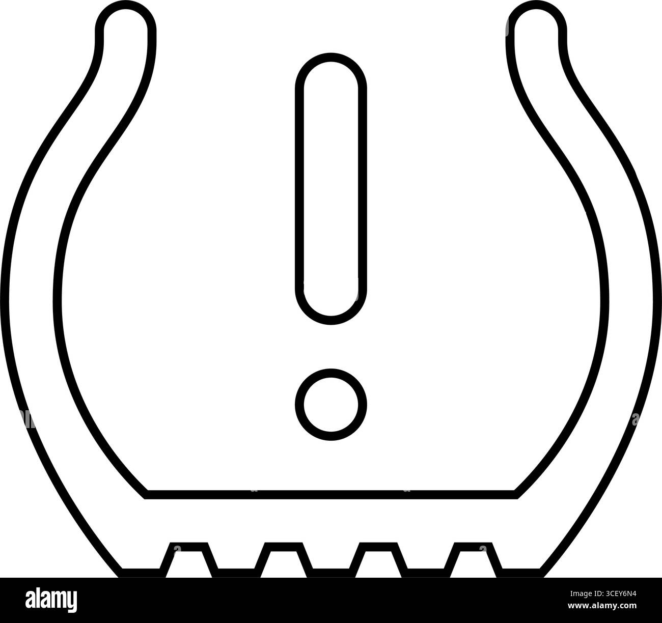 illustrazione vettoriale dell'icona della linea degli ostacoli della vettura con pneumatici sgonfi Illustrazione Vettoriale