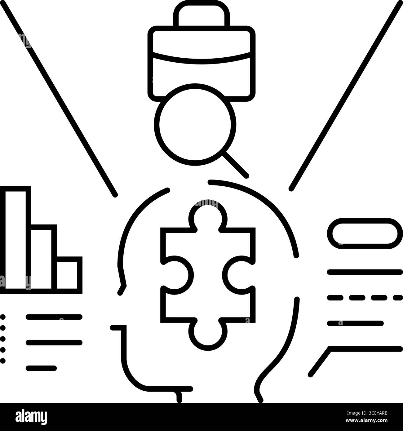 illustrazione vettoriale dell'icona della linea di assunzione dell'analisi del modello comportamentale Illustrazione Vettoriale