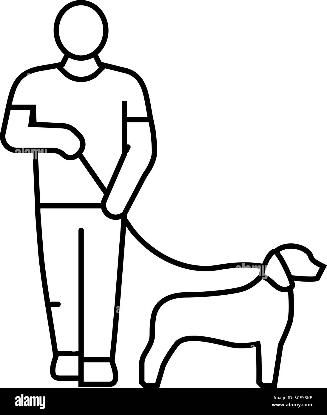 illustrazione vettoriale dell'icona della linea del concorso leash dog Illustrazione Vettoriale
