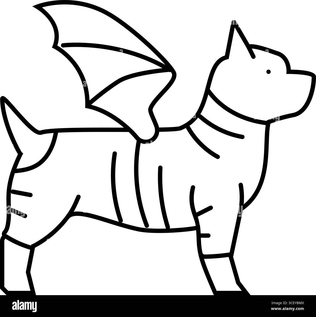 illustrazione vettoriale dell'icona della linea del concorso per cani in costume Illustrazione Vettoriale