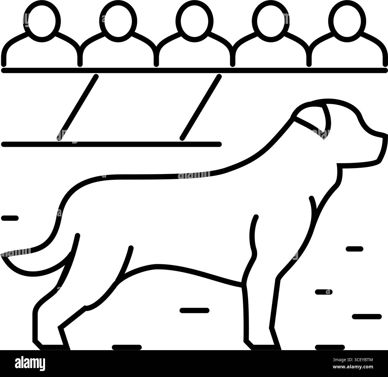mostra illustrazione vettoriale dell'icona a forma di linea del concorso ring dog Illustrazione Vettoriale