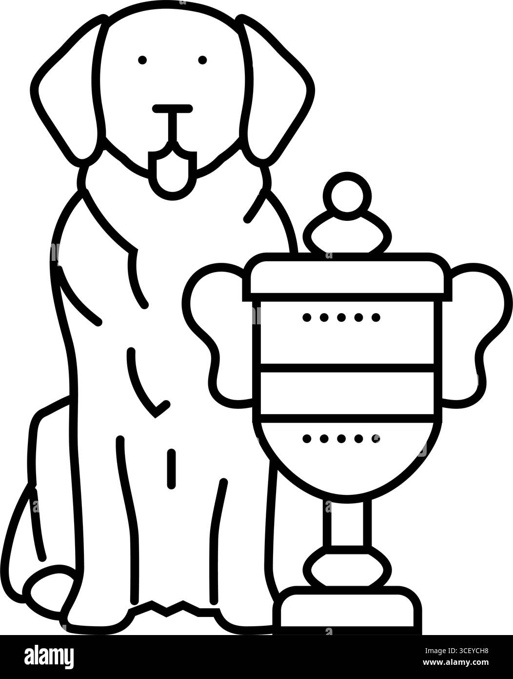 illustrazione vettoriale dell'icona della linea del concorso per cani da trofeo Illustrazione Vettoriale