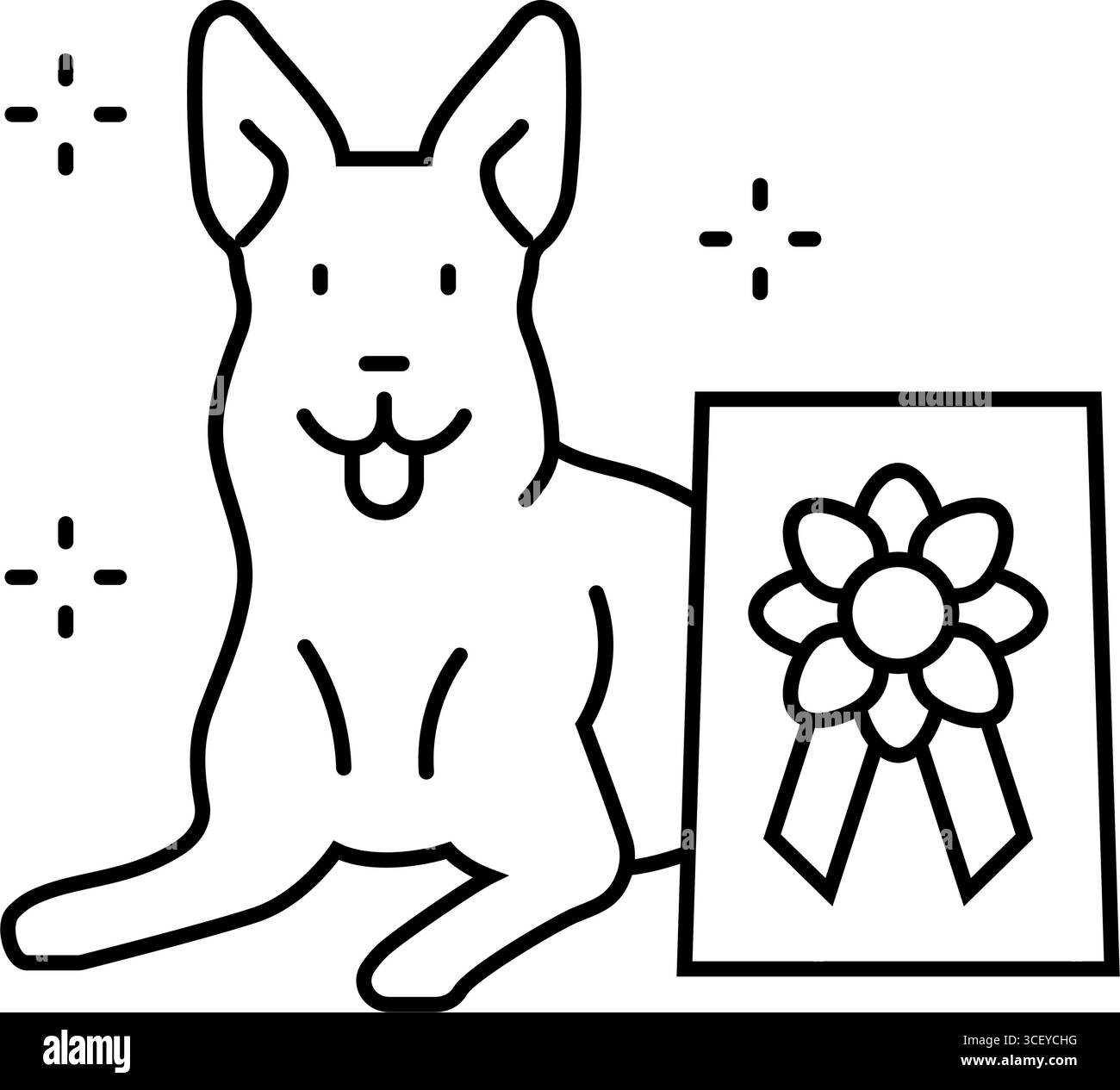 illustrazione vettoriale dell'icona della linea del concorso per cani vincitore Illustrazione Vettoriale